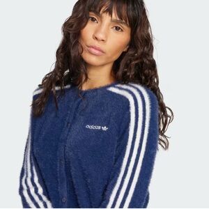 Adidas Navy Fluffy Knitted Cardigan